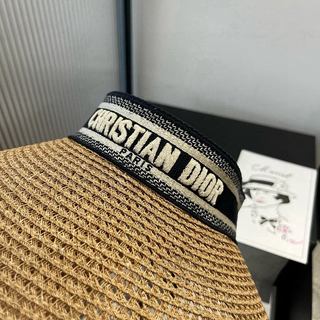 高颜值女孩必备DIOR夏日新款丝巾遮阳帽大帽檐