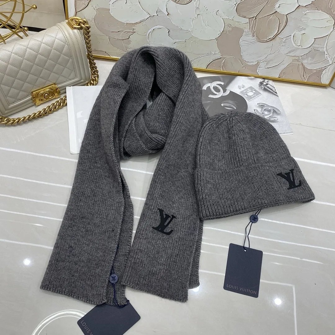 LV 两件套 羊绒针织帽+围巾🧣