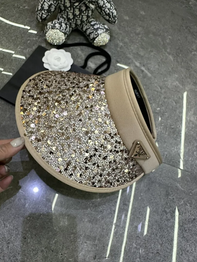 普拉达爆款亮片空顶帽