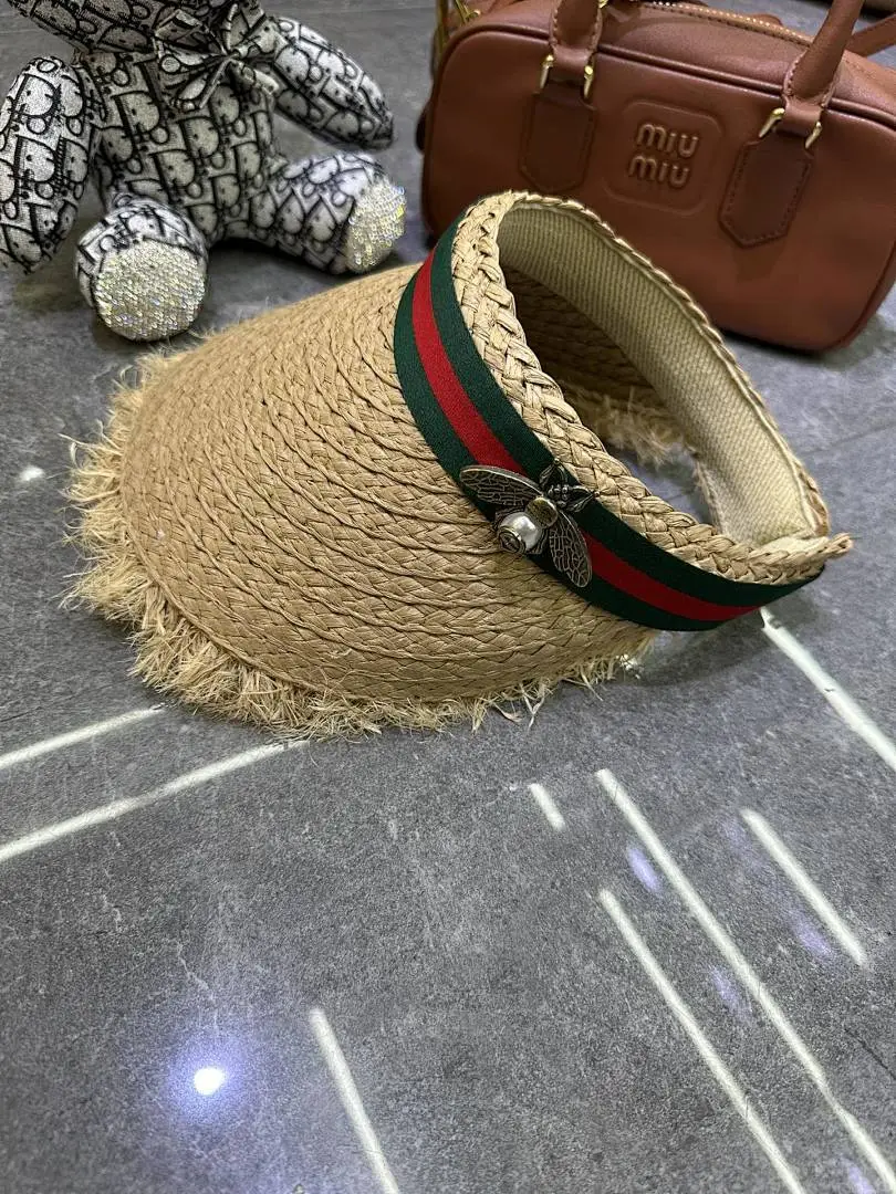 Gucci 草编手工爆款钩针防晒空顶帽👒👒‼️🔥