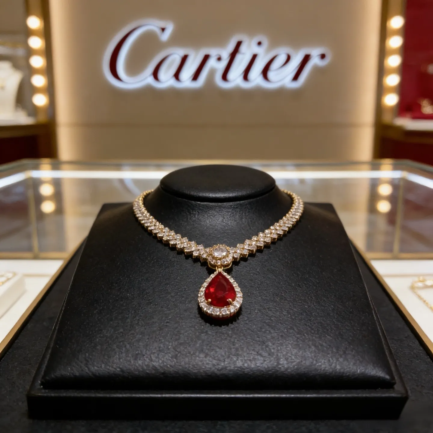 P125 卡地亚红宝石镶钻项链 高端定制版本 镶嵌钻工艺 V金材质 经典而时尚风格 用凌厉线条重构爱情美学!打破常规,镶嵌钻设计反而成就高级感天花板——无需浮华堆砌,爱本应纯粹如初 卡地亚受众多明星网红的爱戴 绝对是永恒经典 年龄不限 !戴上它你就是焦点!