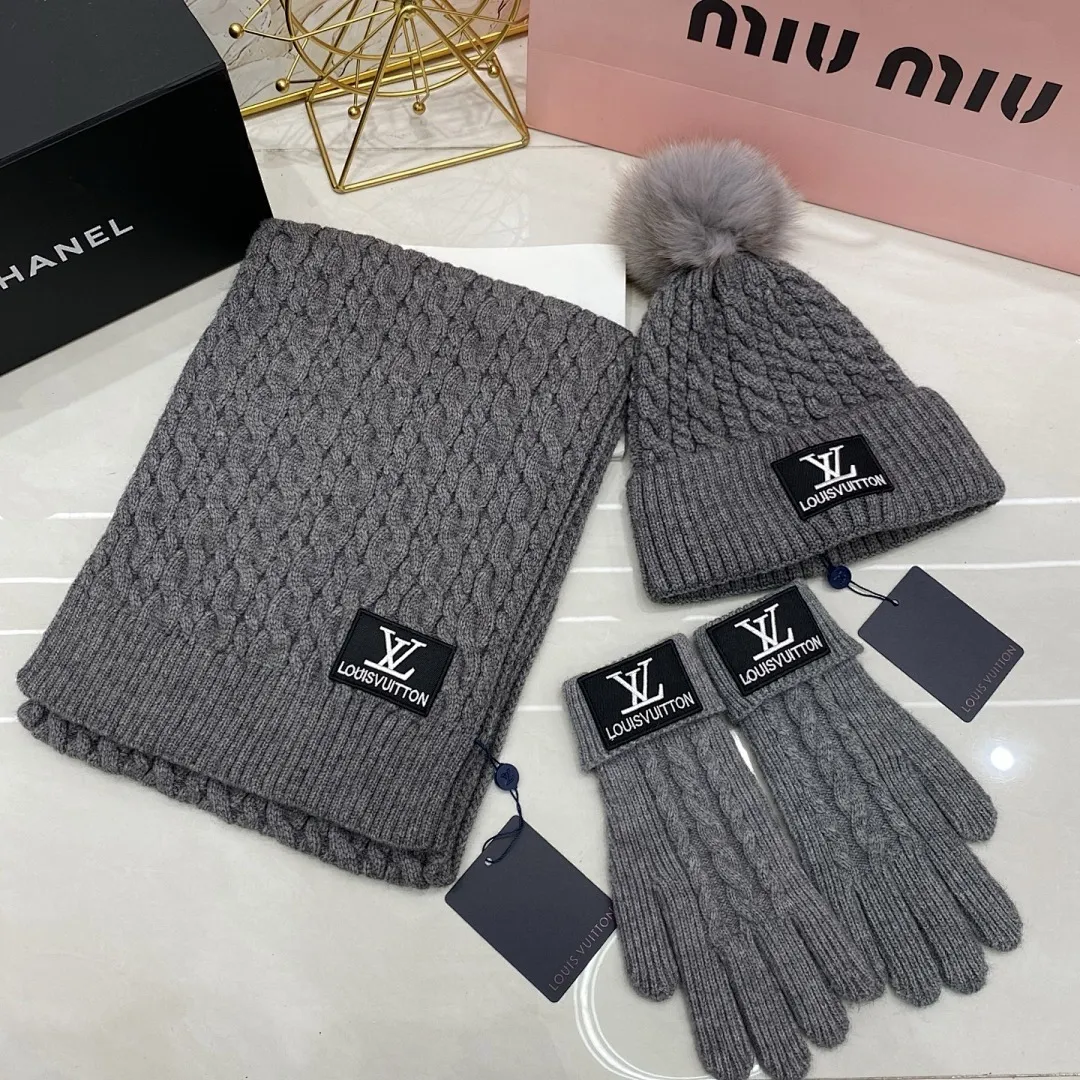 LV 三件套 羊绒针织帽+围巾🧣+手套🧤