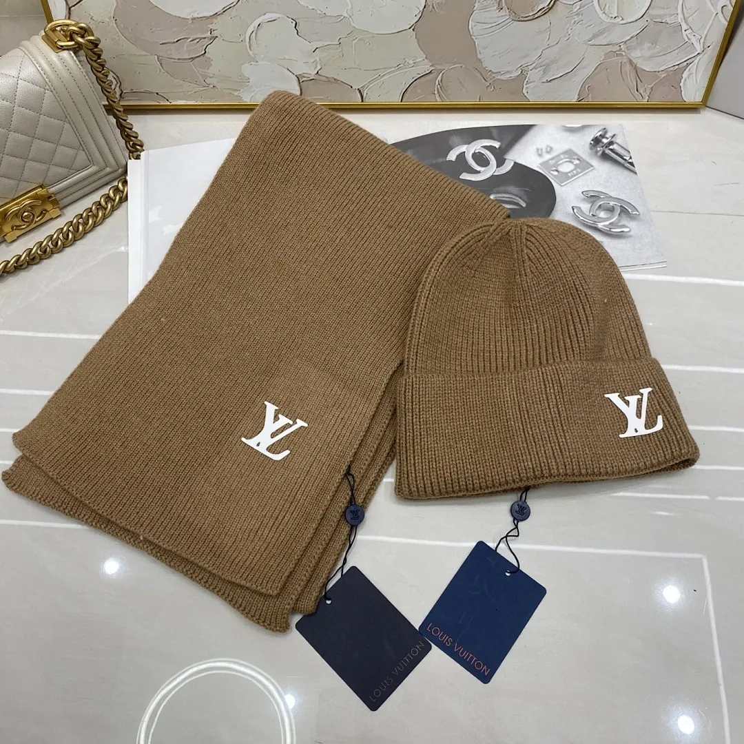 LV 两件套 羊绒针织帽+围巾🧣