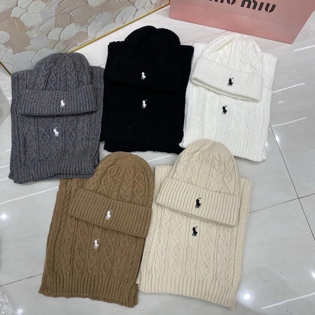 Polo骑马标 羊绒套装：围巾🧣/羊绒针织帽