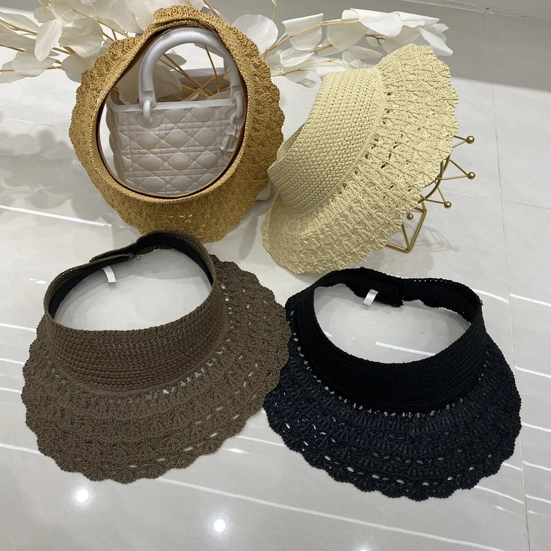 夏季草帽👒韩版钩针空顶帽