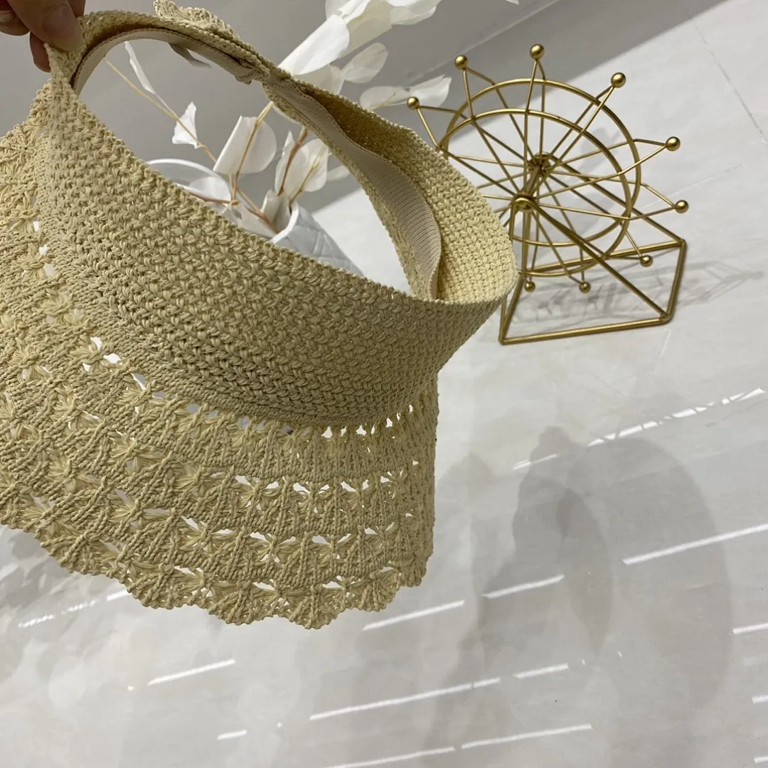 夏季草帽👒韩版钩针空顶帽