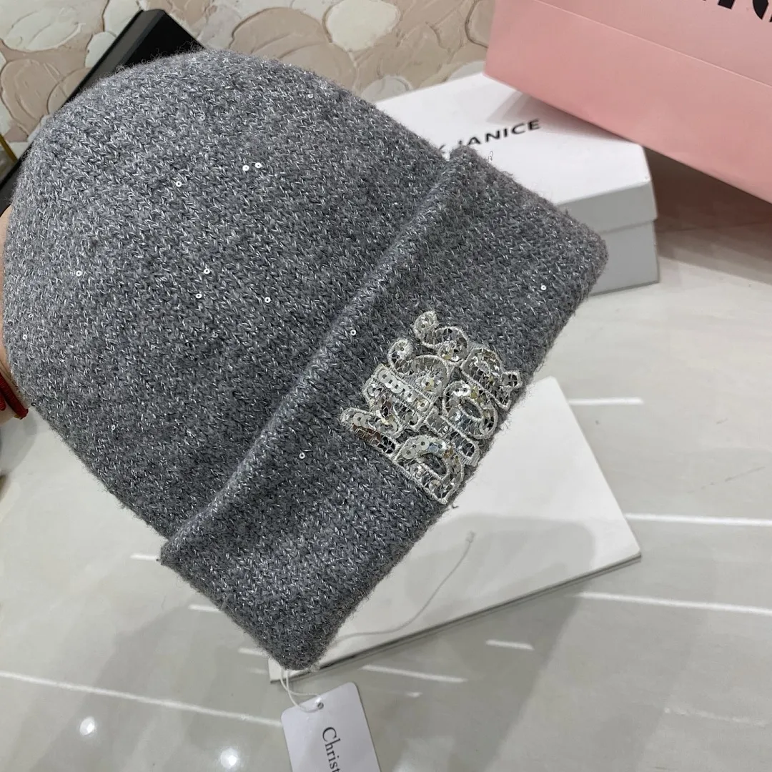 Dior 亮片针织帽