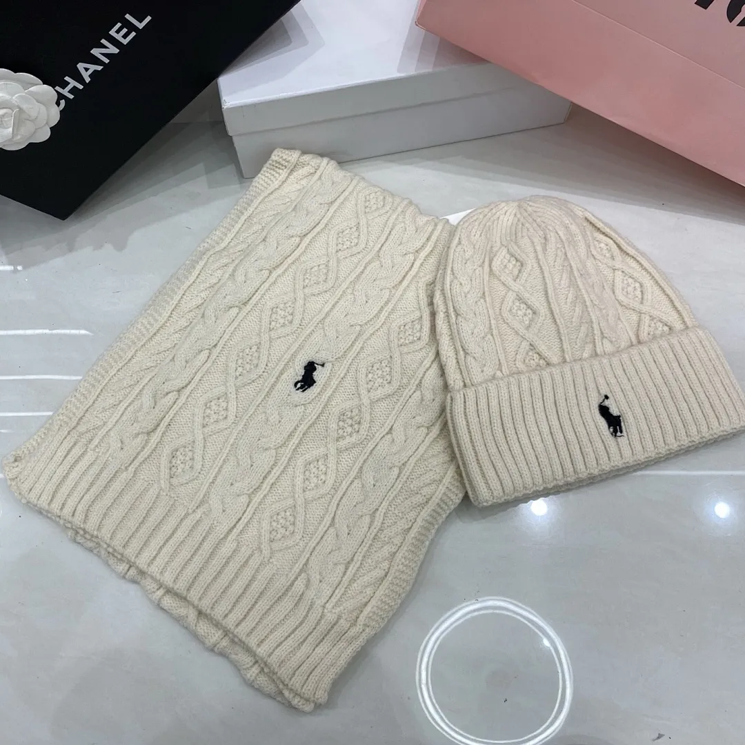 Polo骑马标 羊绒套装:围巾🧣/羊绒针织帽