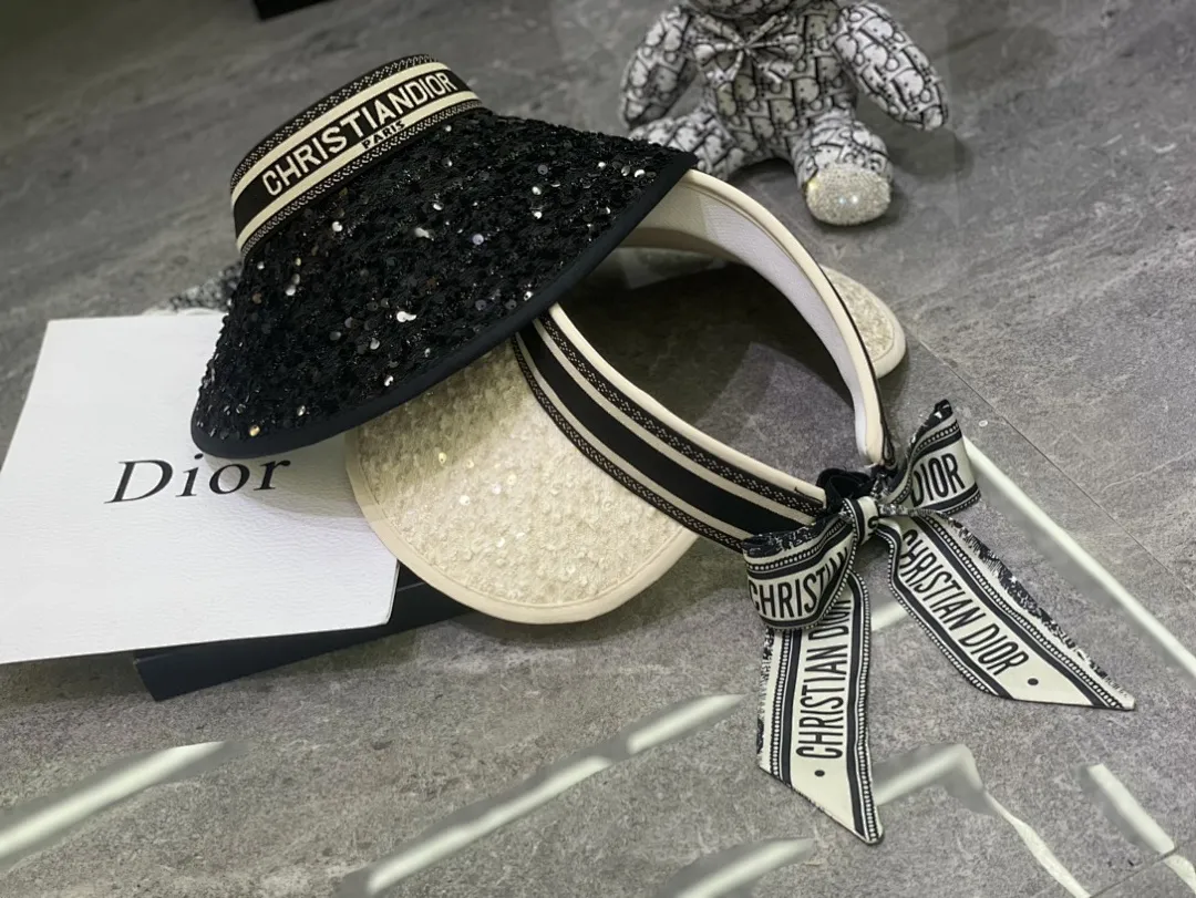 迪奥丝巾蝴蝶结🎀飘带亮片空顶帽