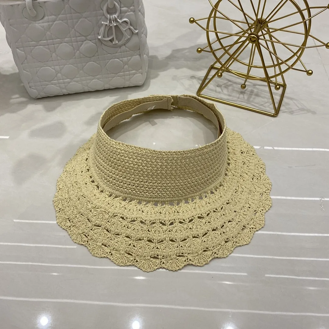 夏季草帽👒韩版钩针空顶帽