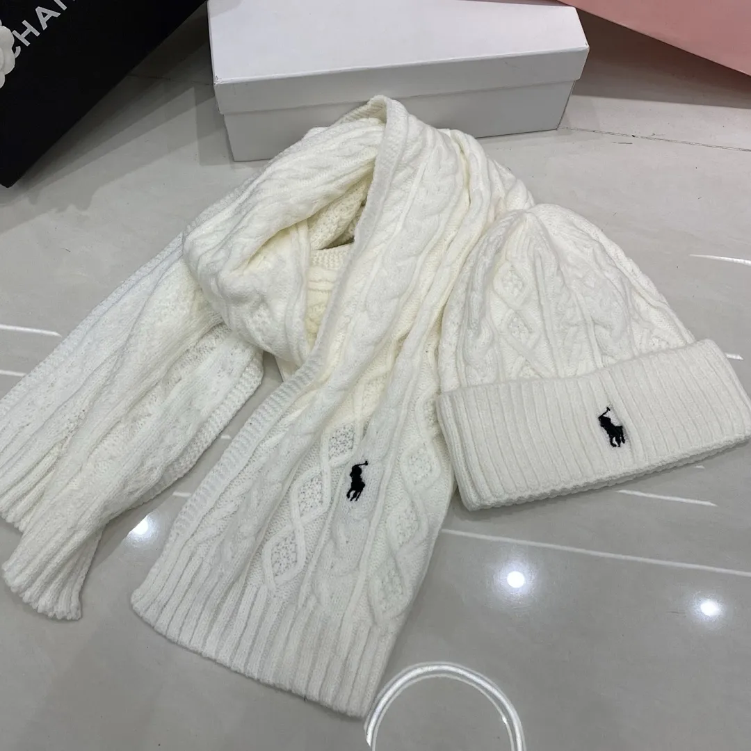 Polo骑马标 羊绒套装：围巾🧣/羊绒针织帽