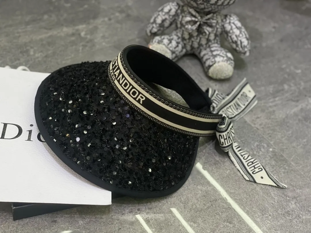 迪奥丝巾蝴蝶结🎀飘带亮片空顶帽