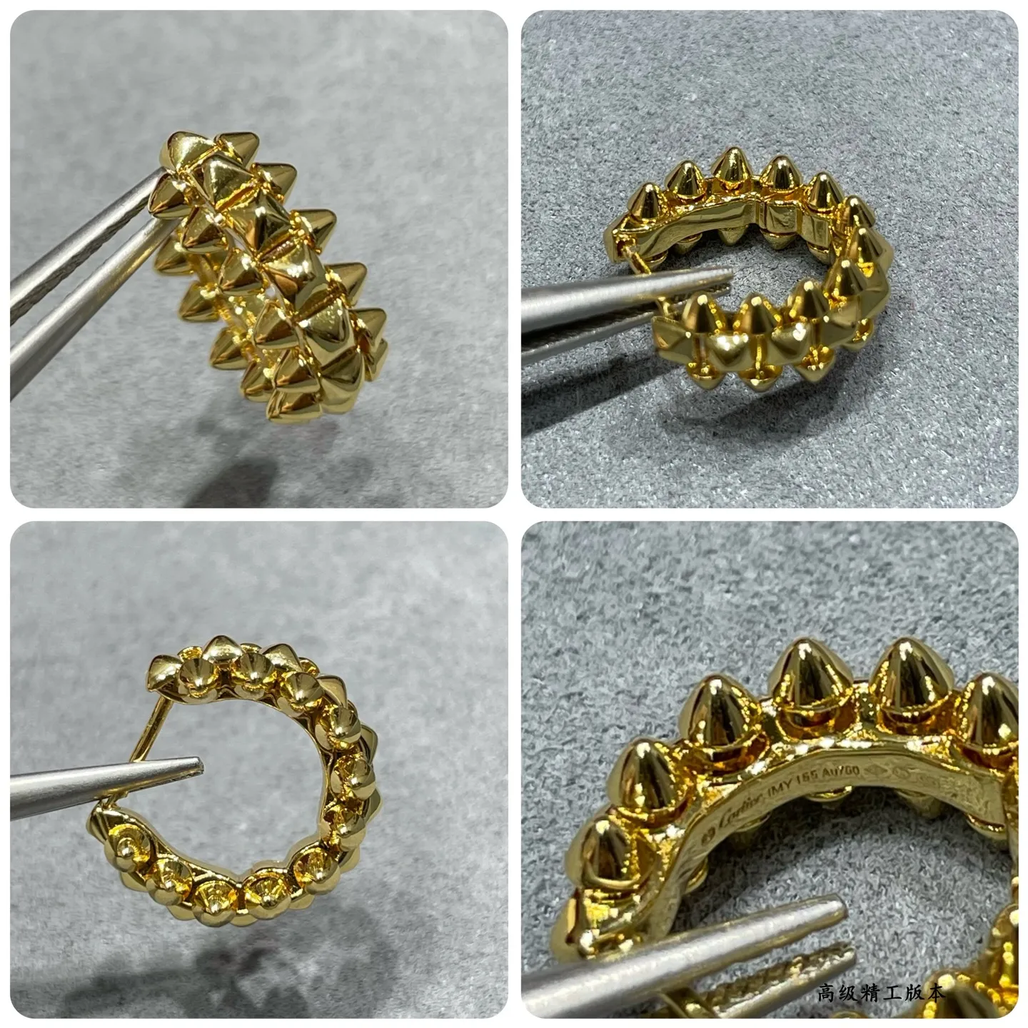 P120 V金镀咪金 5140250 卡地亚CNC迷你子弹头耳环💋💄两侧的小柳钉可以自由晃动,非常个性的一款。 永恒经典 近年来很火 高端 微镶嵌材质 一样的工艺 不一样的价格 真金质感