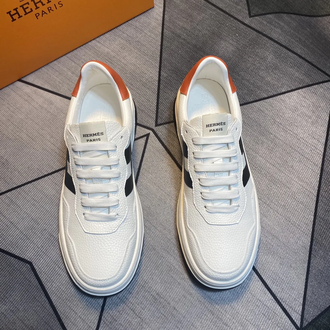 📛📛📛PPP200（Hermes 爱马仕）🆕男士拼色休闲鞋，富有质感的小牛皮细节。拼接原版牛皮面，此鞋款从马术世界汲取灵感，融合技术细节和实用功能.透气羊里，原版组合大底，高端品质，各处细节均完美结合！ Size：38-44 （45可定做）
