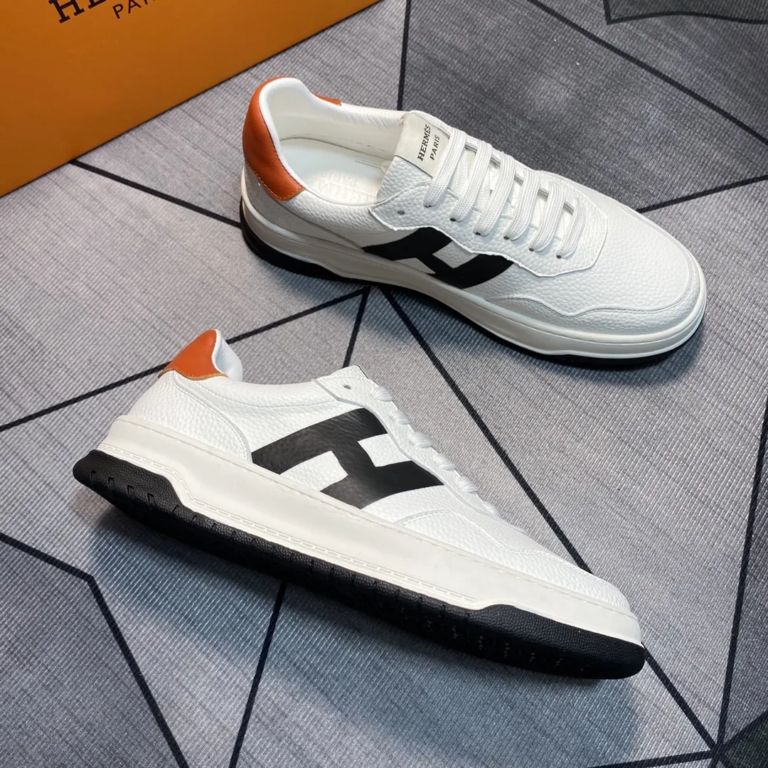 📛📛📛PPP200（Hermes 爱马仕）🆕男士拼色休闲鞋，富有质感的小牛皮细节。拼接原版牛皮面，此鞋款从马术世界汲取灵感，融合技术细节和实用功能.透气羊里，原版组合大底，高端品质，各处细节均完美结合！ Size：38-44 （45可定做）