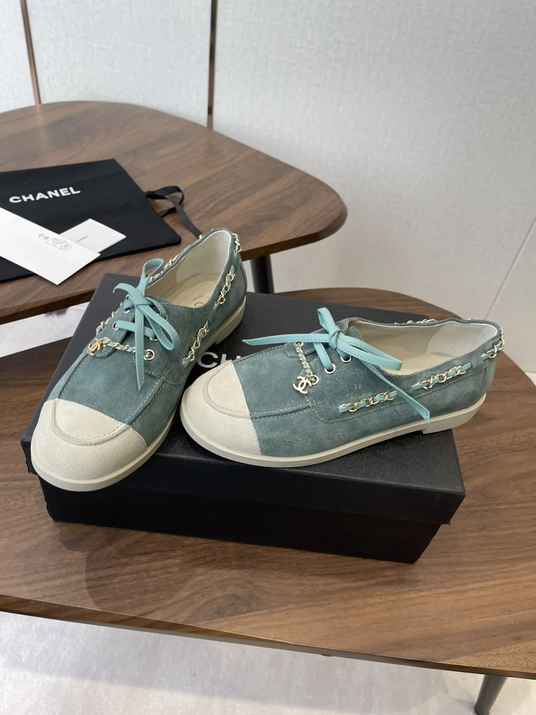 ✅🍿️💰170（配送全套包装） 香奈儿休闲鞋 Chane* 新款链条乐福鞋 Size : 35-41（40 41订做不退换）