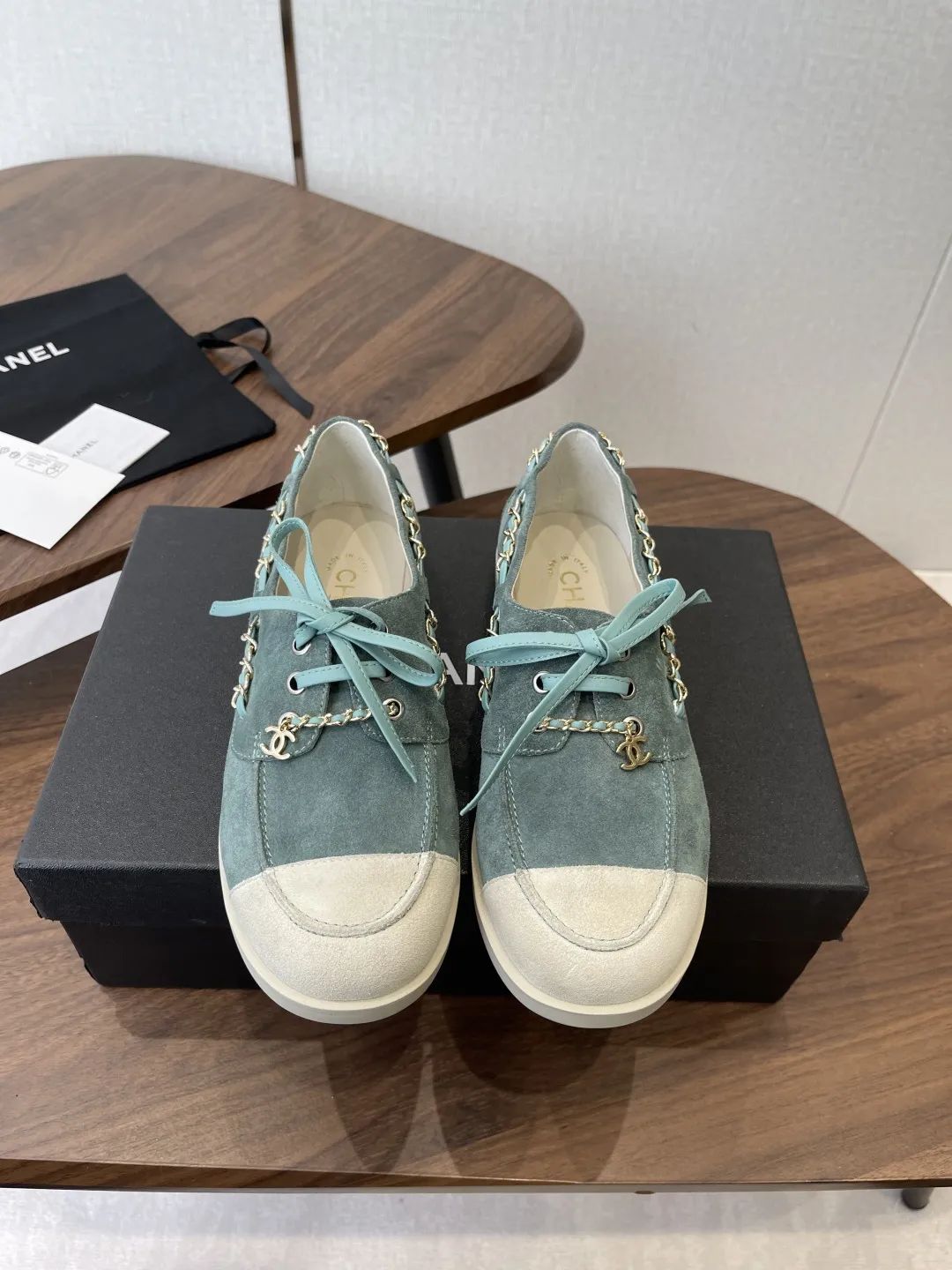 ✅🍿️💰170(配送全套包装) 香奈儿休闲鞋 Chane* 新款链条乐福鞋 Size : 35-41(40 41订做不退换)