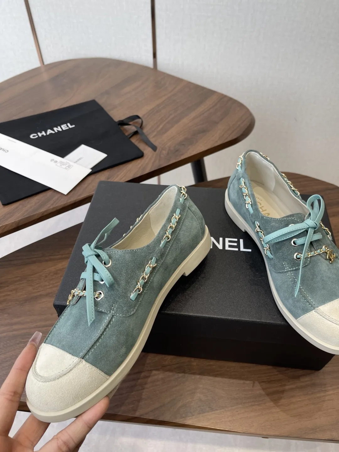 ✅🍿️💰170（配送全套包装） 香奈儿休闲鞋 Chane* 新款链条乐福鞋 Size : 35-41（40 41订做不退换）