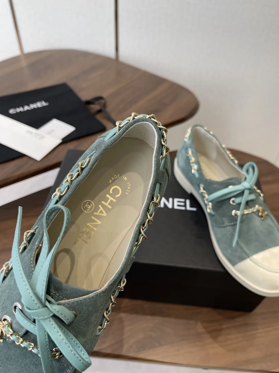 ✅🍿️💰170(配送全套包装) 香奈儿休闲鞋 Chane* 新款链条乐福鞋 Size : 35-41(40 41订做不退换)