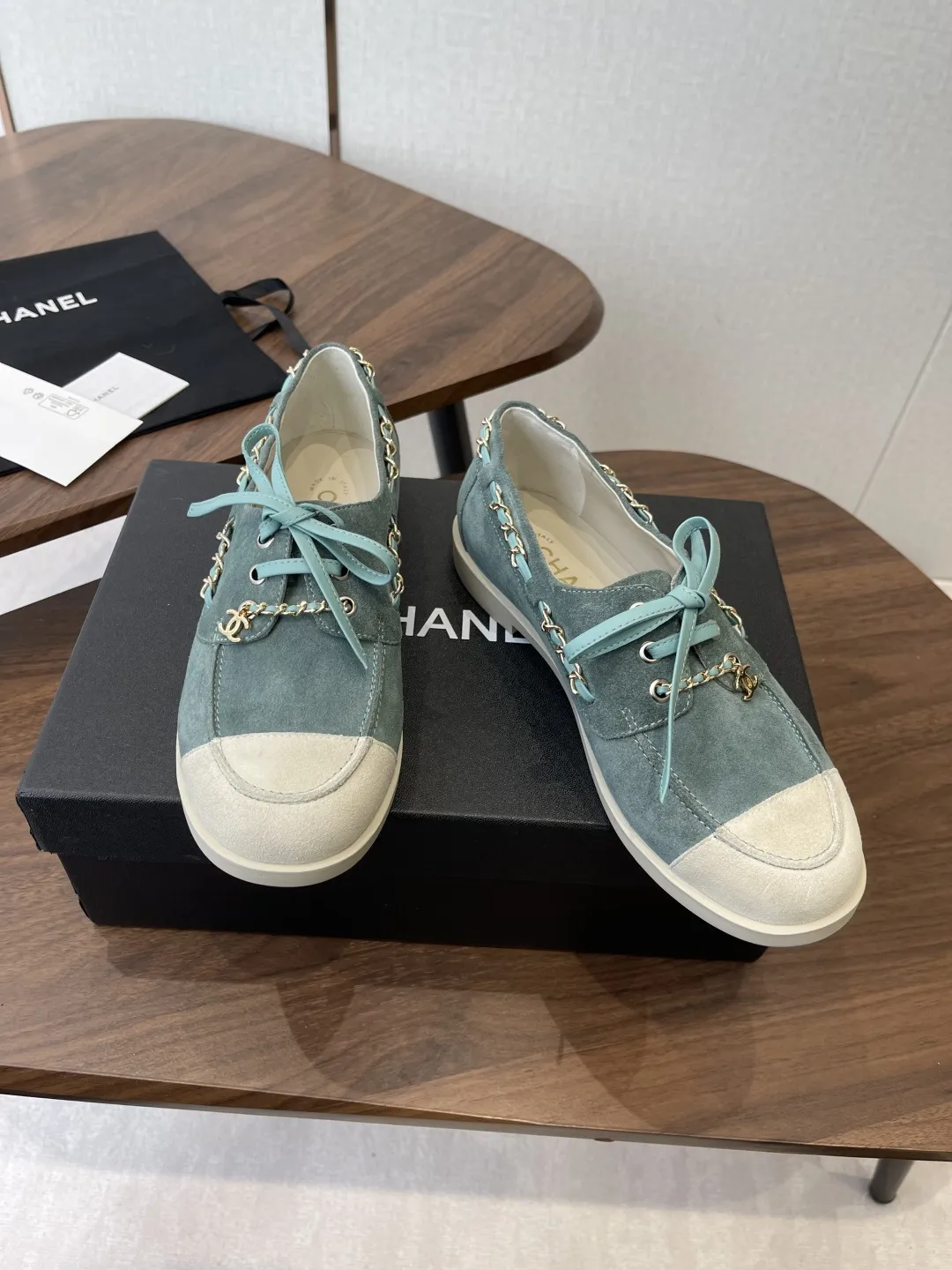 ✅🍿️💰170(配送全套包装) 香奈儿休闲鞋 Chane* 新款链条乐福鞋 Size : 35-41(40 41订做不退换)