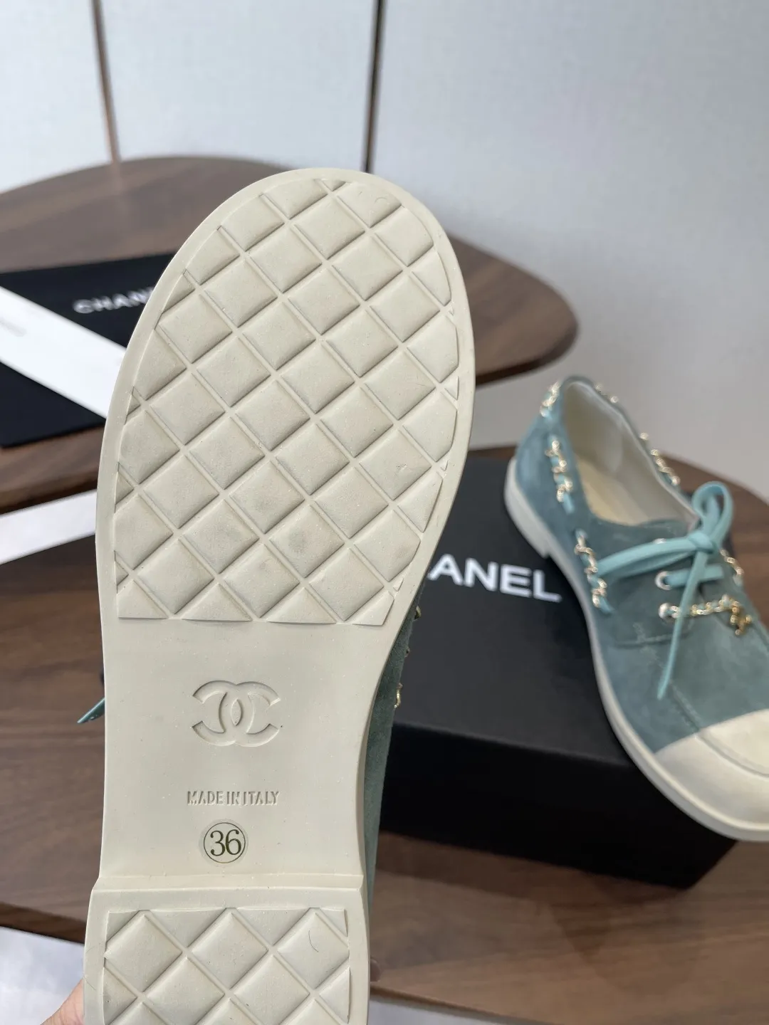 ✅🍿️💰170（配送全套包装） 香奈儿休闲鞋 Chane* 新款链条乐福鞋 Size : 35-41（40 41订做不退换）