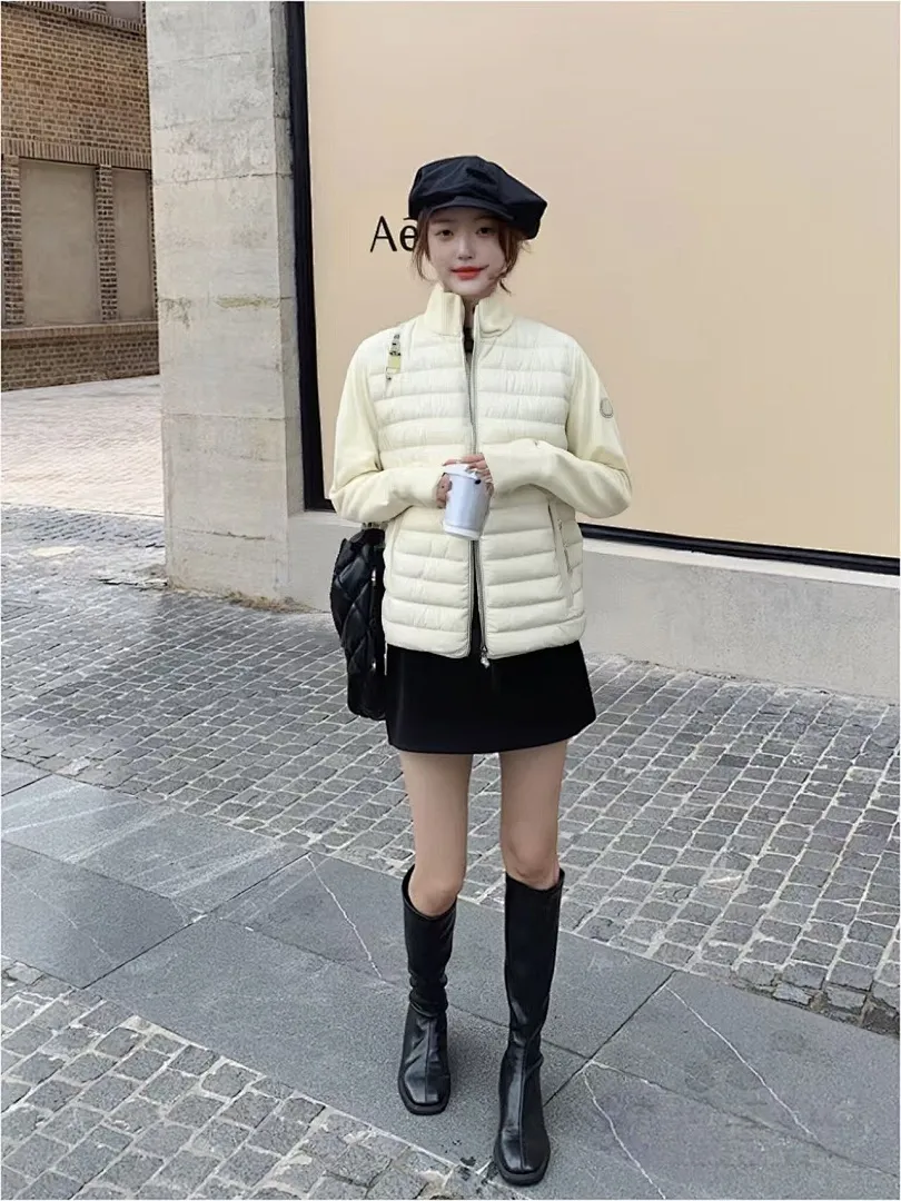 Moncler蒙口24s新款袖子拼接针织立领轻薄羽绒服外套