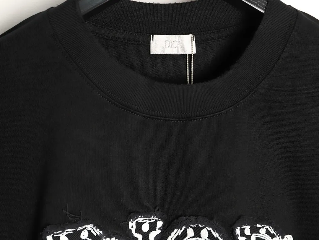 DIOR 迪奥 新款磨破贴布字母刺绣短袖