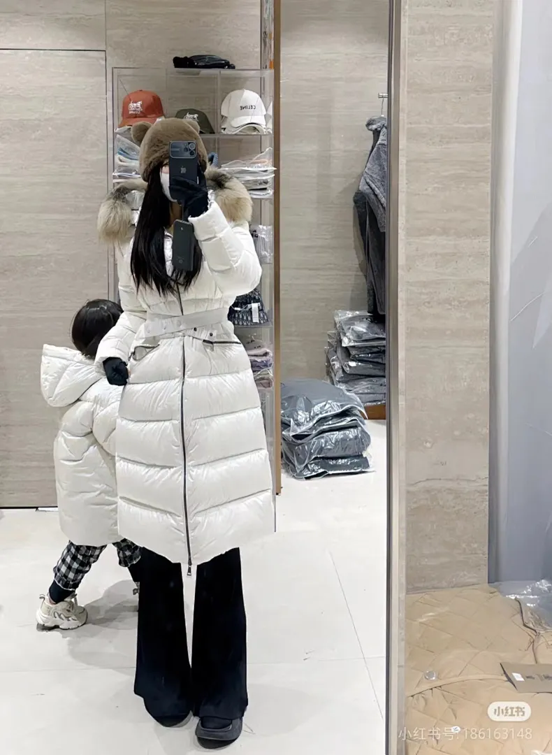 MONCLER 蒙口 HERMIFUR系列中长女款羽绒服