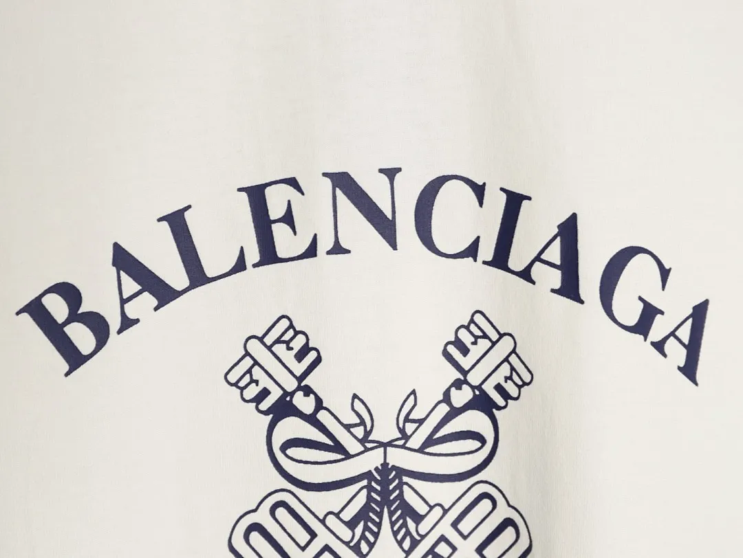 BALENCIAGA巴黎世家BLCG 钥匙图案印花短袖T恤