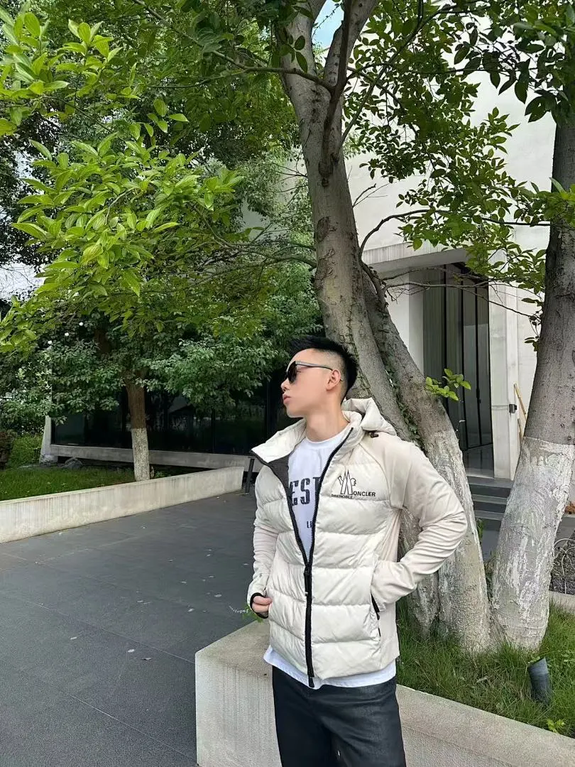 MONCLER X RICK OWENS 联名款 拼接袖连帽羽绒服