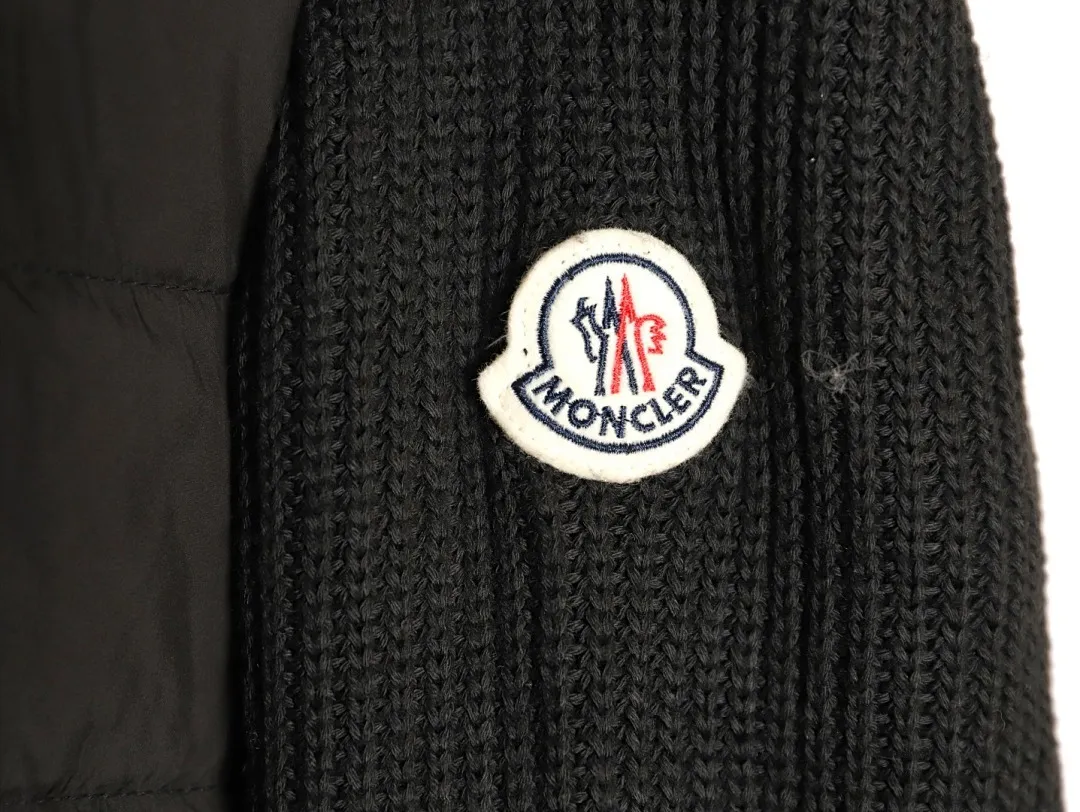Moncler/蒙口 门襟织带针织拼接羽绒外套