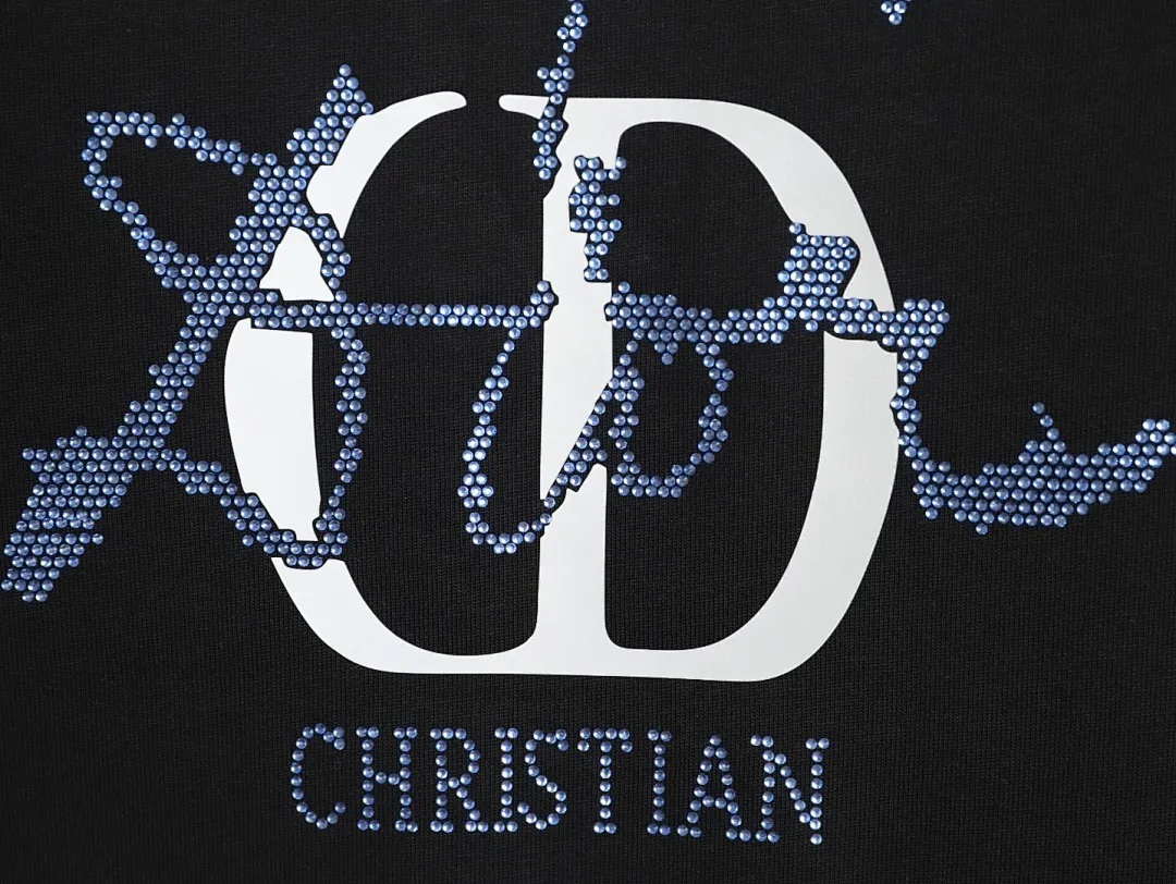 DIOR 迪奥 2026新款 3M反光字母+烫珠logo 男女同款 短袖t恤