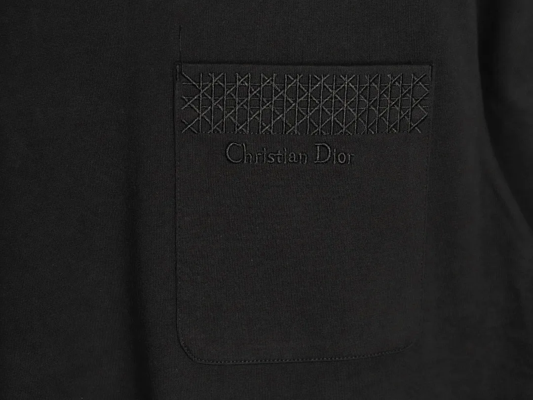 Dior/迪奥 16SS藤格纹刺绣字母口袋短袖T恤