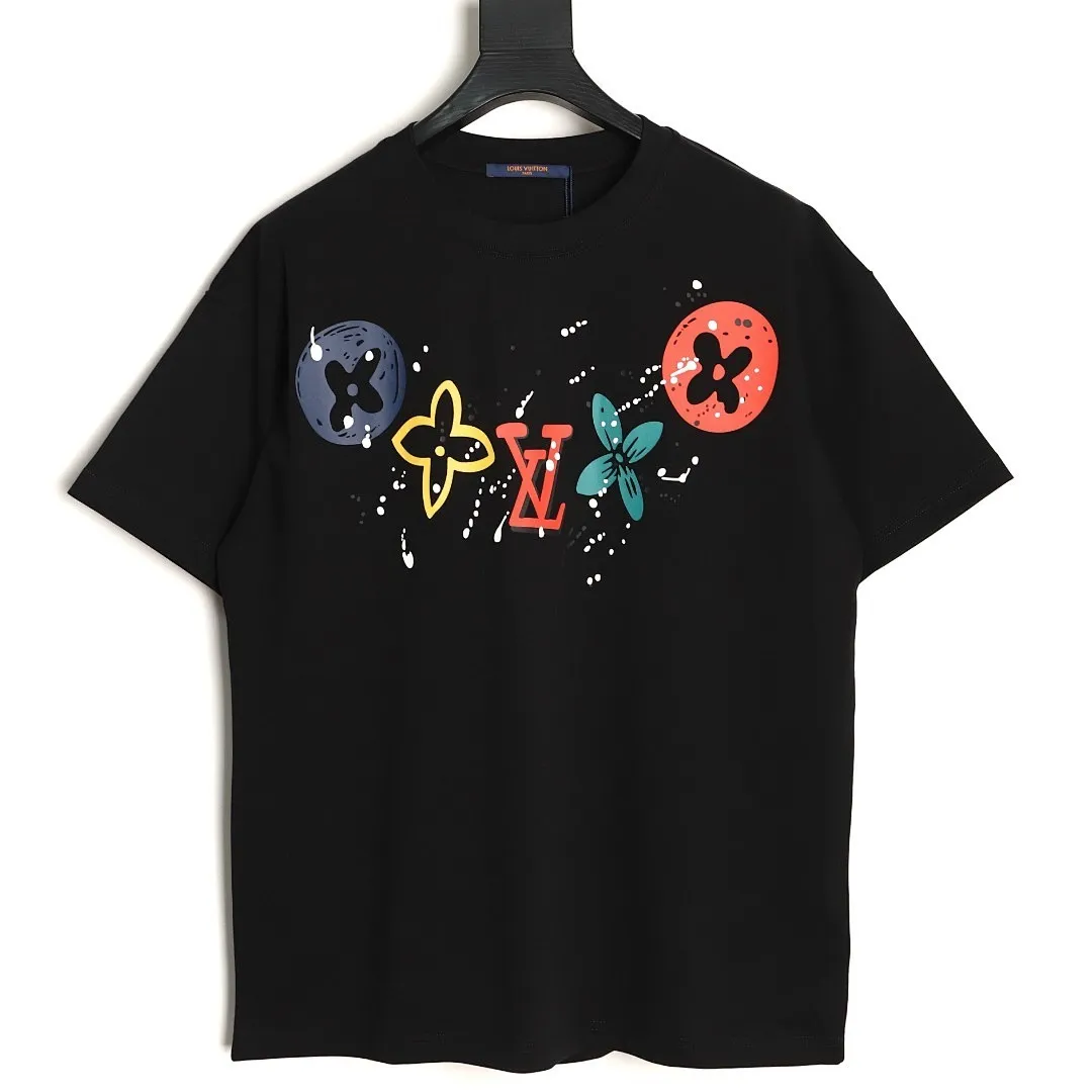 Louis Vuitton 路易威登 2026新款 彩绘涂鸦四叶草字母logo 定制皮章 男女同款 短袖t恤