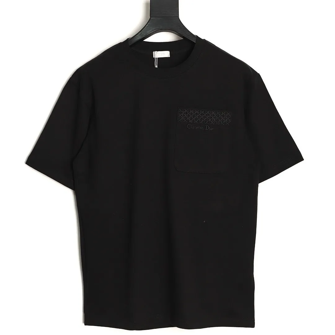 Dior/迪奥 16SS藤格纹刺绣字母口袋短袖T恤