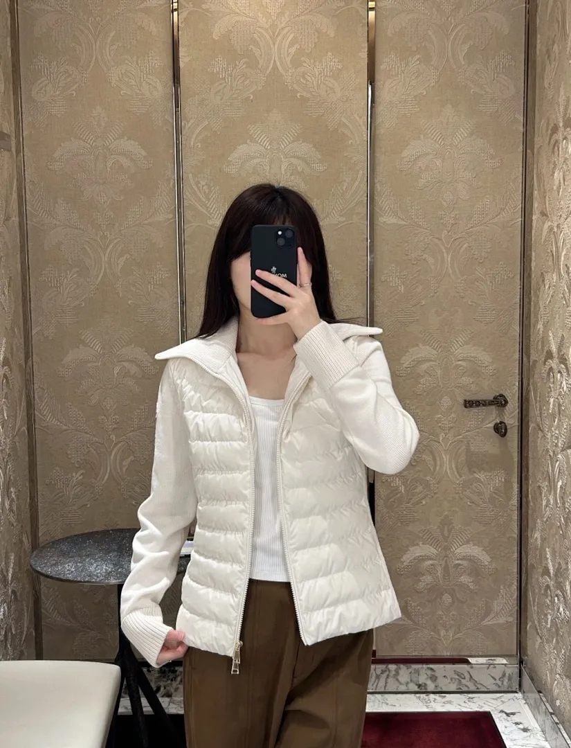 Moncler 蒙口 高领针织羽绒服Cardigan Tricot女士高领加衬羊毛拉链开衫