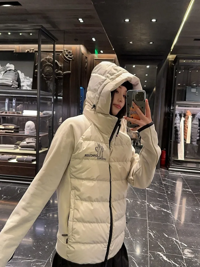 MONCLER X RICK OWENS 联名款 拼接袖连帽羽绒服
