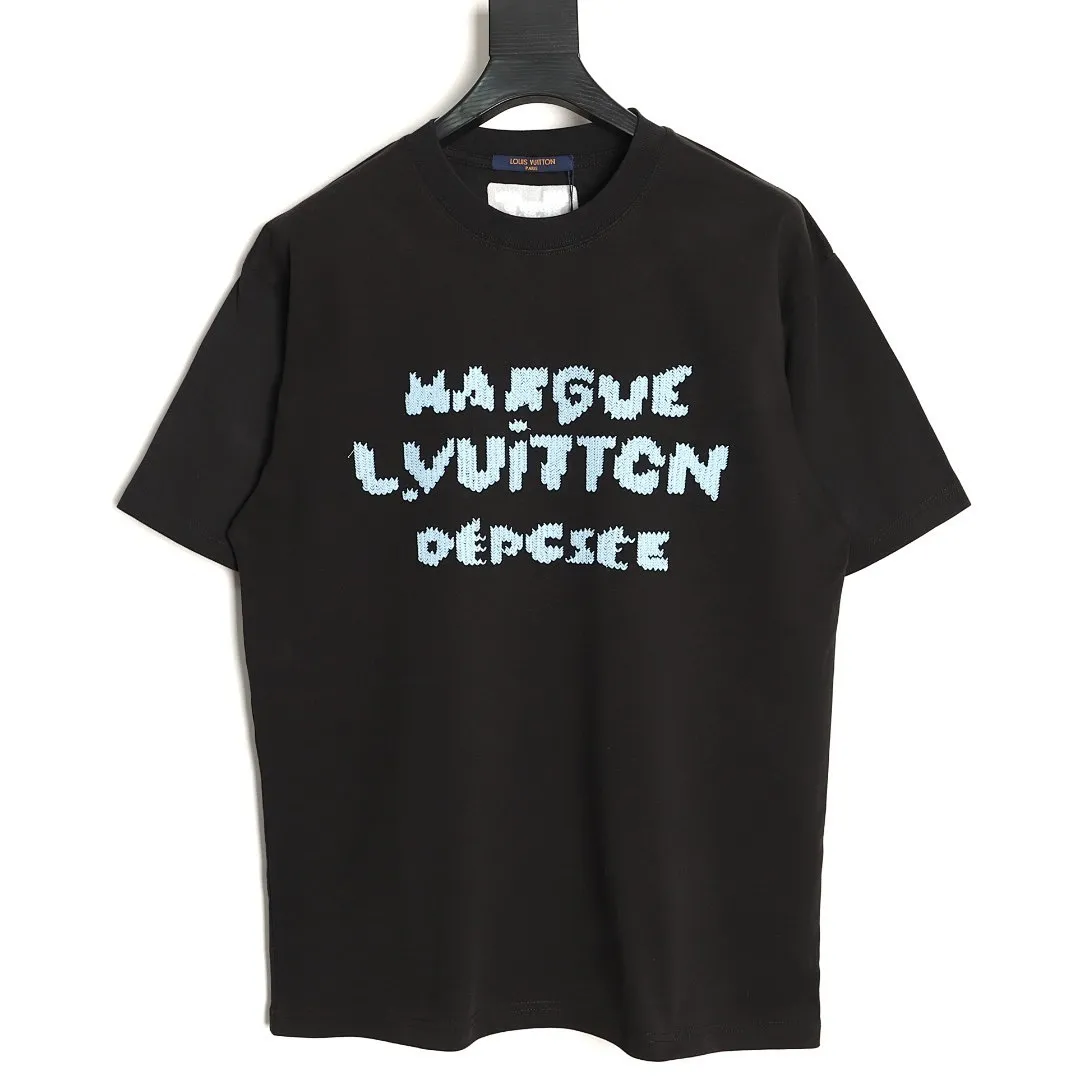 Louis Vuitton路易威登蓝色刺绣字母短袖