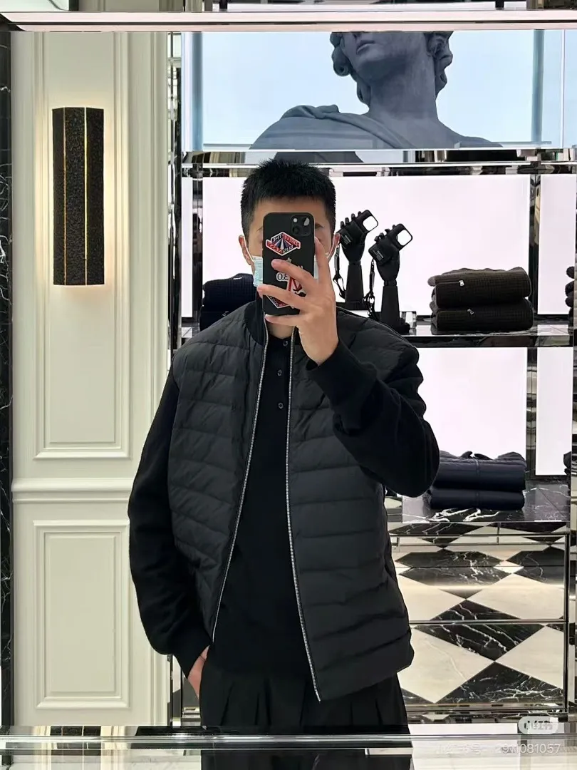 Moncler蒙口24s新款袖子拼接针织立领轻薄羽绒服外套