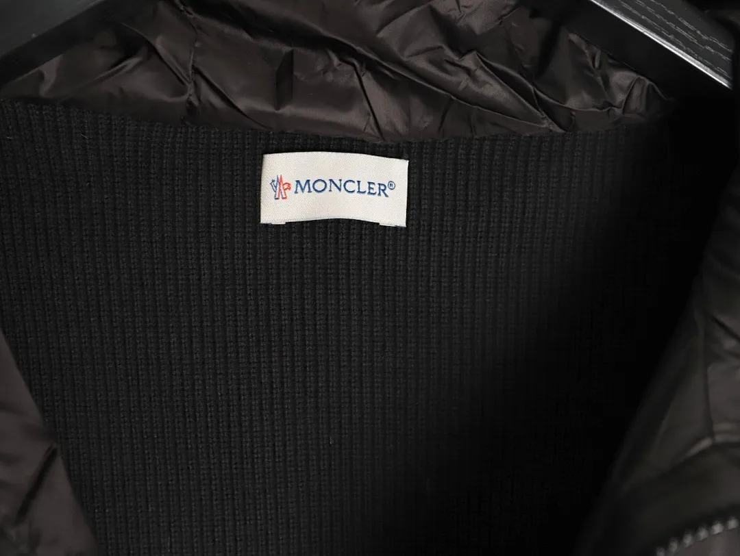 Moncler蒙口24s新款袖子拼接针织连帽轻薄羽绒服外套
