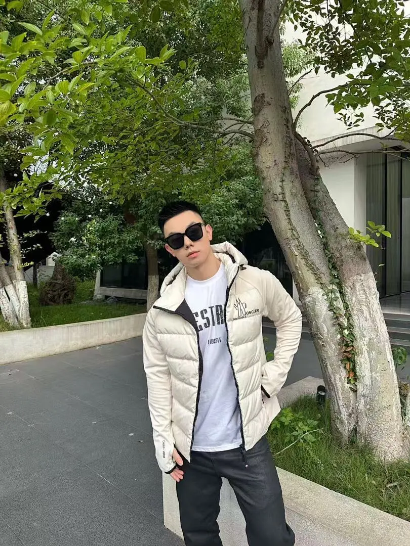 MONCLER X RICK OWENS 联名款 拼接袖连帽羽绒服