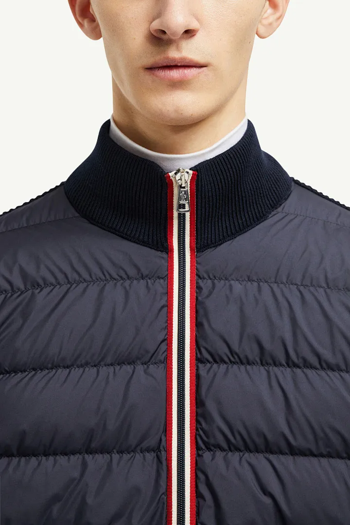 Moncler/蒙口 门襟织带针织拼接羽绒外套