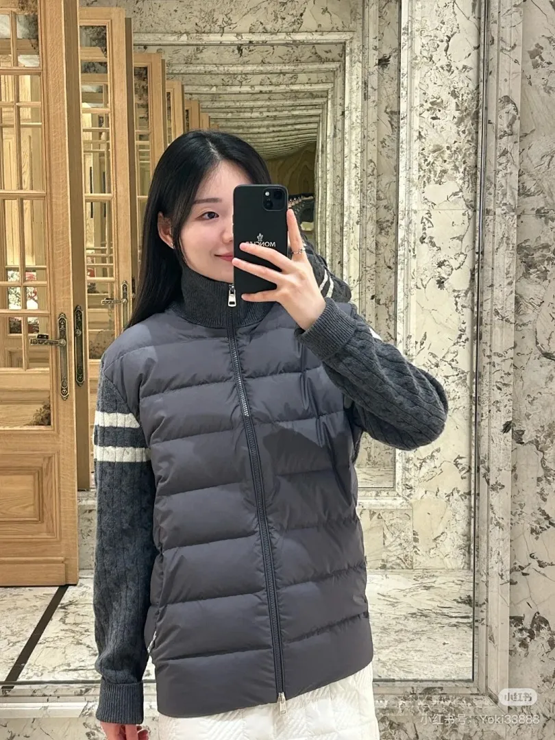 Moncler 蒙口 Padded Corduroy系列 FW24 拉链拼接袖轻便针织开衫羽绒服