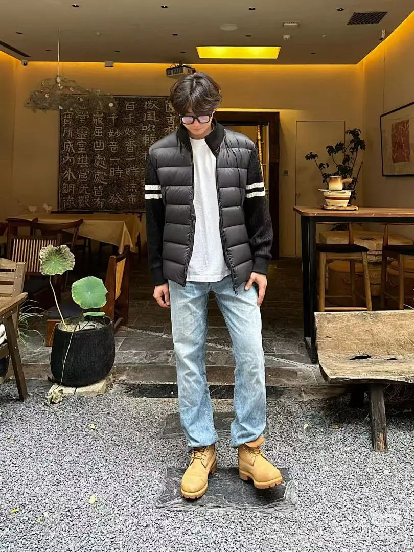 Moncler 蒙口 Padded Corduroy系列 FW24 拉链拼接袖轻便针织开衫羽绒服