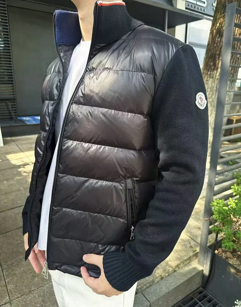 MONCLER蒙口MC 绗缝毛织拼接立领羽绒服