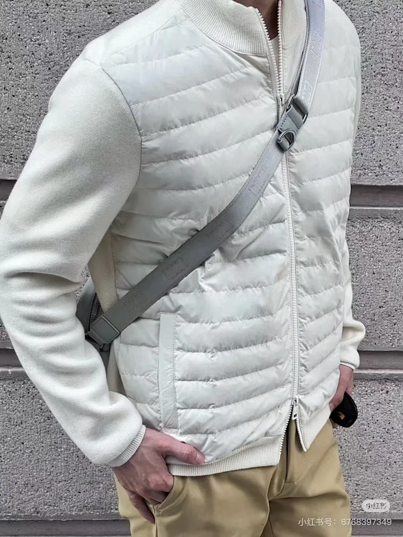 Moncler蒙口24s新款袖子拼接针织立领轻薄羽绒服外套