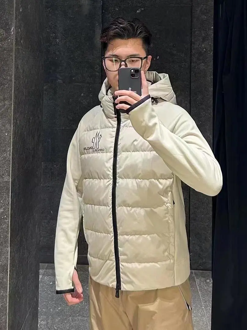 MONCLER X RICK OWENS 联名款 拼接袖连帽羽绒服