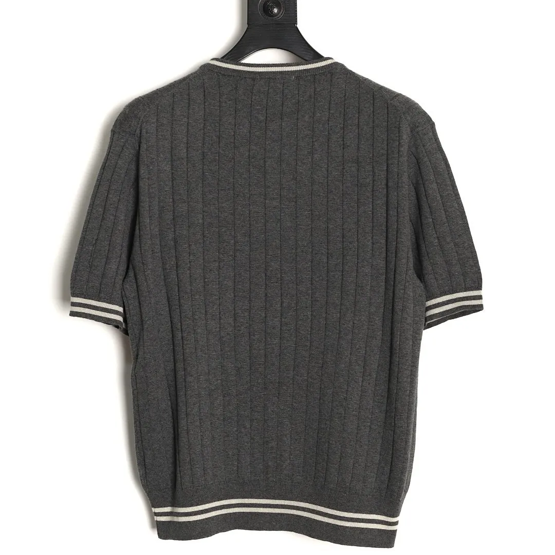 BRUNELLO CUCINELLI BC 绞花亨利领针织短袖T恤