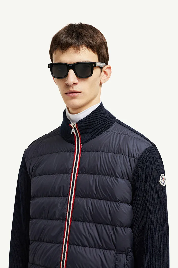 Moncler/蒙口 门襟织带针织拼接羽绒外套