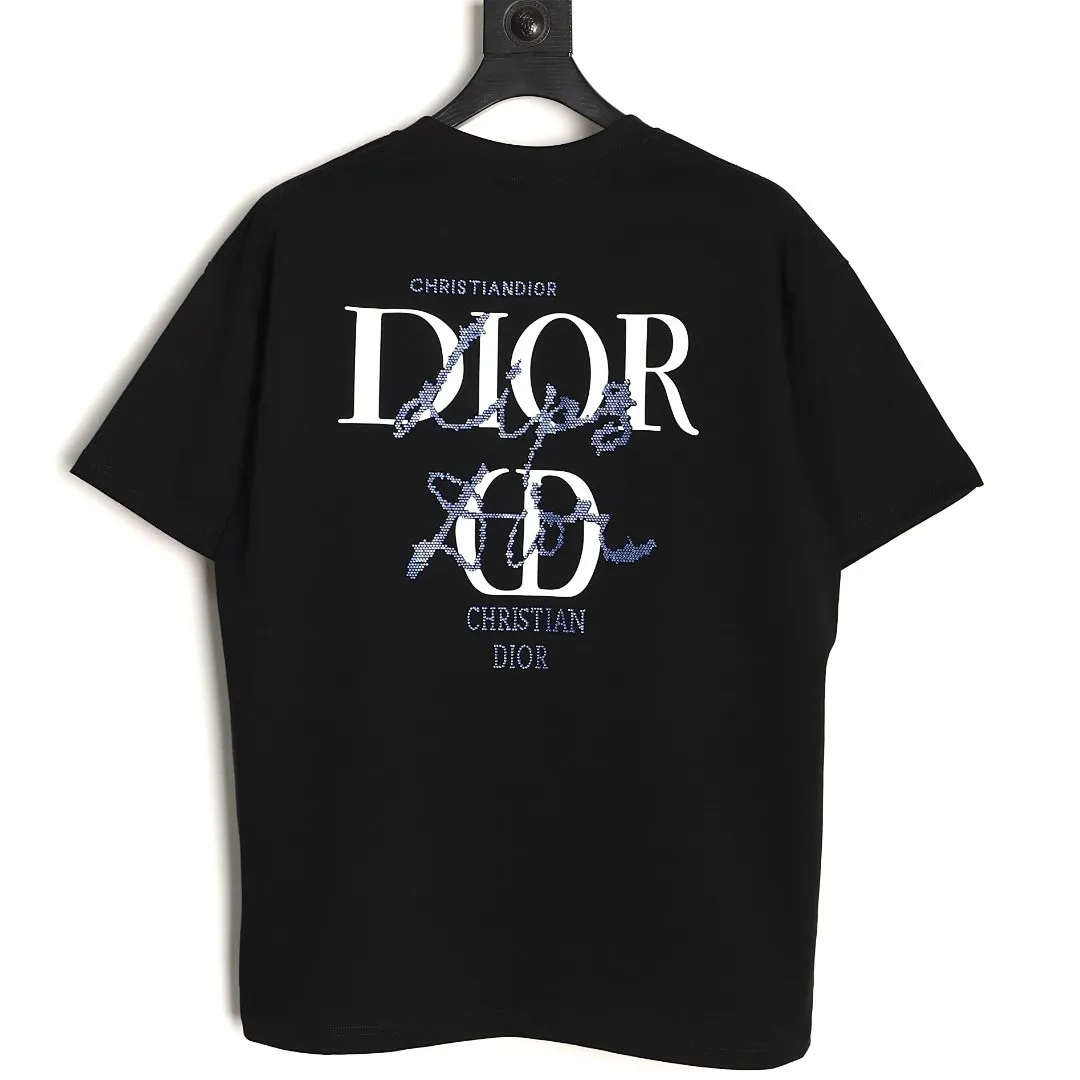 DIOR 迪奥 2026新款 3M反光字母+烫珠logo 男女同款 短袖t恤